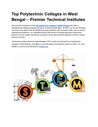 Top Polytechnic Colleges in West Bengal – Premier Technical Institutes