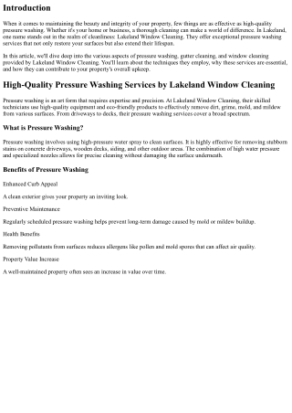 High-Quality Pressure Washing Services by Lakeland Window Cleaning