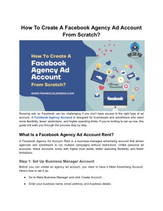 How To Create A Facebook Agency Ad Account From Scratch?