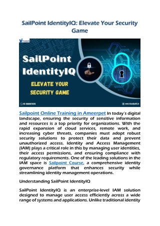 Top Sailpoint Online Training in Ameerpet Sailpoint Course