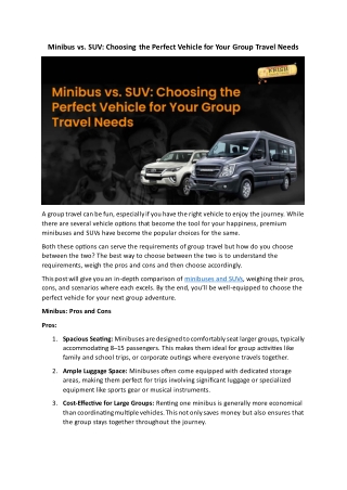 Choosing the Perfect Vehicle for Your Group Travel Needs - Krish Travels
