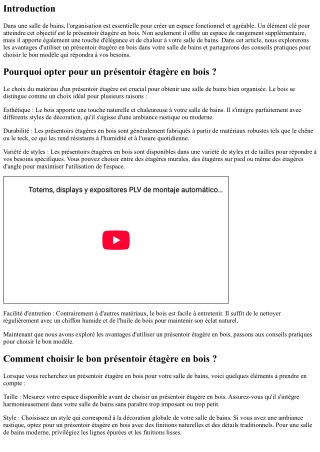 Présentoir étagère en bois : l'élément clé pour une salle de bains organisée