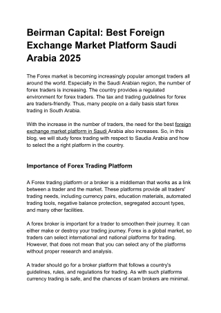 Foreign Exchange Market Platform Saudi
