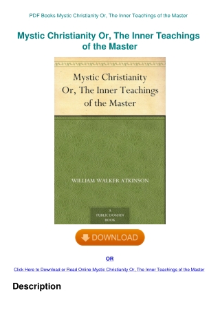 PDF Books Mystic Christianity Or  The Inner Teachings of the Master