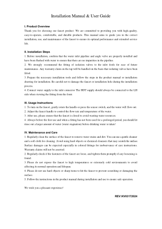 Installation Manual & User Guide (KV)