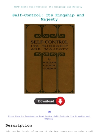 READ Books Self-Control Its Kingship and Majesty