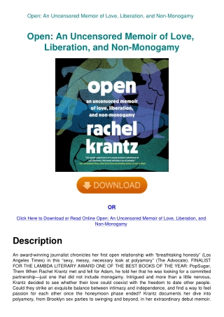 Open An Uncensored Memoir of Love  Liberation  and Non-Monogamy