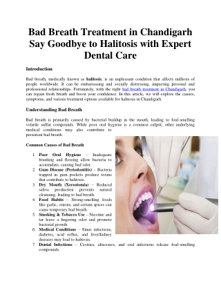 Bad Breath Treatment in Chandigarh Say Goodbye to Halitosis with Expert Dental