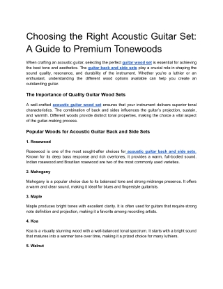 Choosing the Right Acoustic Guitar Set_ A Guide to Premium Tonewoods