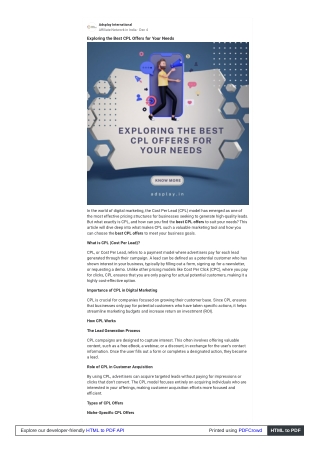 Exploring the Best CPL Offers for Your Needs