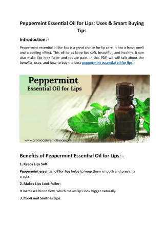Peppermint Essential Oil for Lips: Uses & Smart Buying Tips