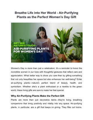 Breathe Life into Her World - Air-Purifying Plants as the Perfect Women's Day