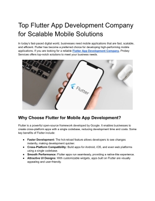 Top Flutter App Development Company for Scalable Mobile Solutions