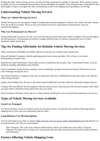 “Tips for Finding Affordable Yet Reliable Vehicle Moving Services”