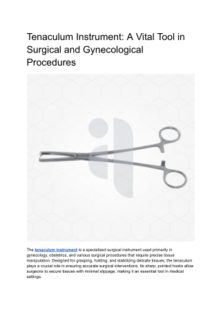 Tenaculum Instrument_ A Vital Tool in Surgical and Gynecological Procedures