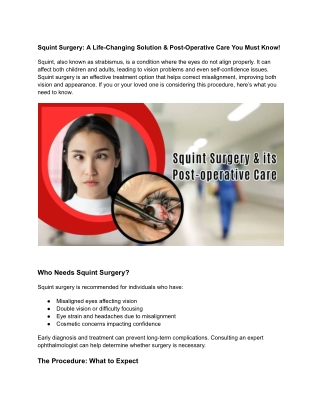 Squint Surgery_ A Life-Changing Solution & Post-Operative Care You Must Know