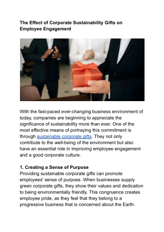 The Effect of Corporate Sustainability Gifts on Employee Engagement