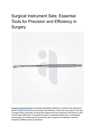 Surgical Instrument Sets_ Essential Tools for Precision and Efficiency in Surgery