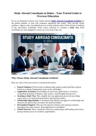 Study Abroad Consultants in Dubai – Your Trusted Guide to Overseas Education