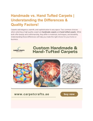 Handmade vs. Hand Tufted Carpets Understanding the Differences & Quality Factors!