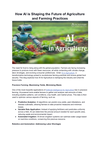 How AI is Shaping the Future of Agriculture and Farming Practices
