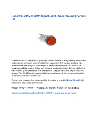 Hobart 00-241599-00011 Signal Light- Amber Round _ PartsFe UK (1)