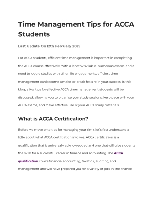 Time Management Tips for ACCA Students