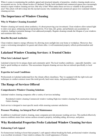 Why Residential and Commercial Spaces Love Lakeland Window Cleaning Services