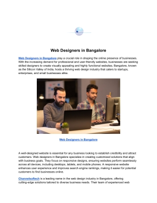 Web Designers in Bangalore