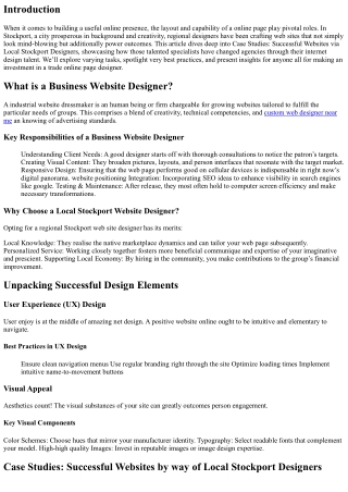 Case Studies: Successful Websites through Local Stockport Designers