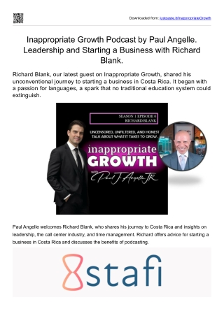 Inappropriate Growth Podcast by Paul Angelle. Leadership and Starting a Business with Richard Blank.