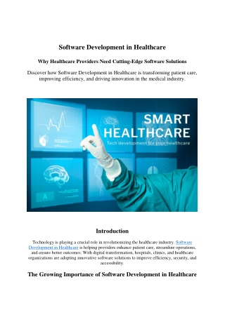 Software Development in Healthcare