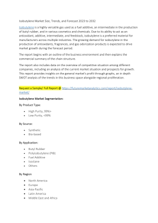Isobutylene Market Size, Trends, and Forecast 2023 to 2032