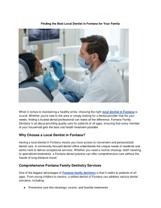 Trusted Local Dentist in Fontana for Your Family’s Smile