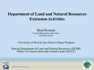 Department of Land and Natural Resources Extension Activities