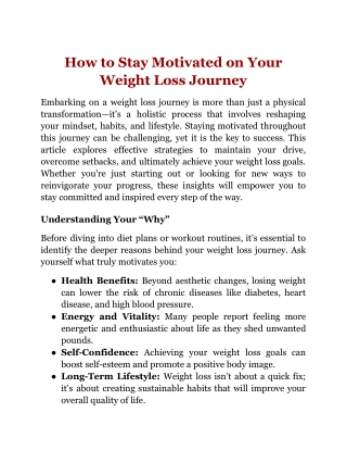 How to Stay Motivated on Your Weight Loss Journey