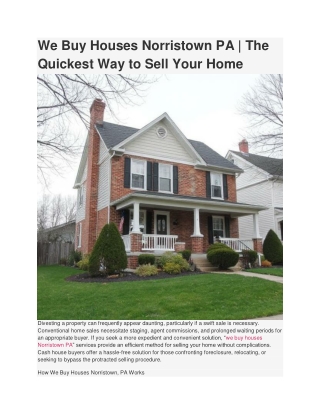 We Buy Houses Norristown PA _ The Quickest Way to Sell Your Home (1)