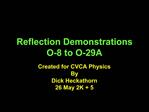 Reflection Demonstrations O-8 to O-29A