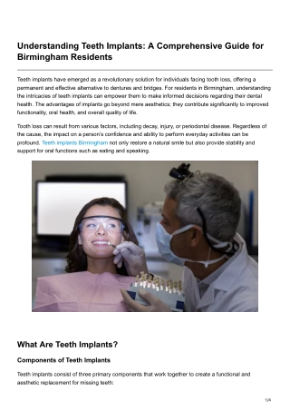 Understanding Teeth Implants A Comprehensive Guide for Birmingham Residents