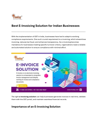 Best E-Invoicing Solution for Indian Businesses