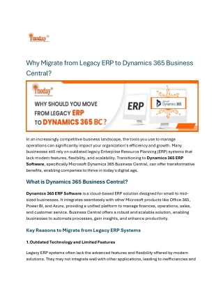 Why Migrate from Legacy ERP to Dynamics 365 Business Central