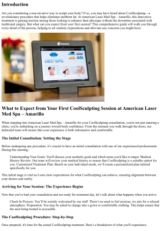 What to Expect from Your First CoolSculpting Session at American Laser Med Spa –