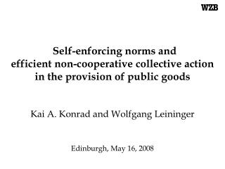 Self-enforcing norms and efficient non-cooperative collective action in the provision of public goods Kai A. Konrad an