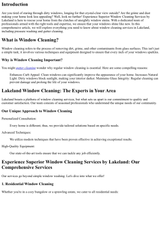 Experience Superior Window Cleaning Services by Lakeland