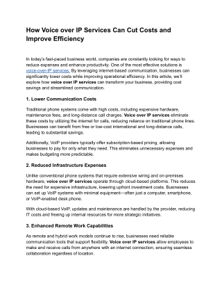 How Voice over IP Services Can Cut Costs and Improve Efficiency