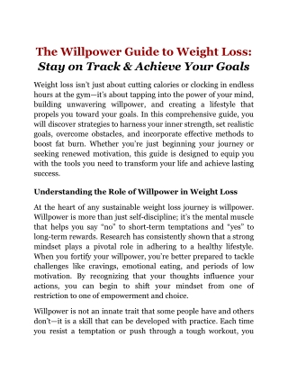 The Willpower Guide to Weight Loss_ Stay on Track & Achieve Your Goals