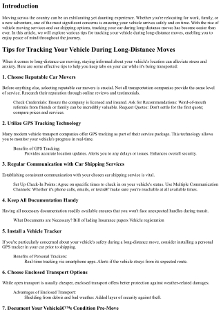 Tips for Tracking Your Vehicle During Long-Distance Moves