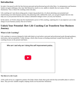 **Unlock Your Potential: How Life Coaching Can Transform Your Business Journey**