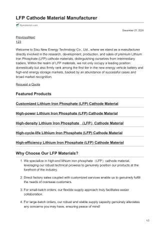 LFP Material - LFP Cathode Material Manufacturers in China