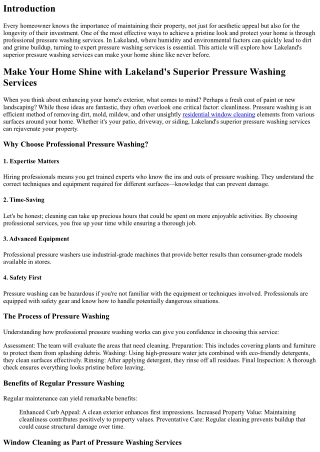 Make Your Home Shine with Lakeland's Superior Pressure Washing Services